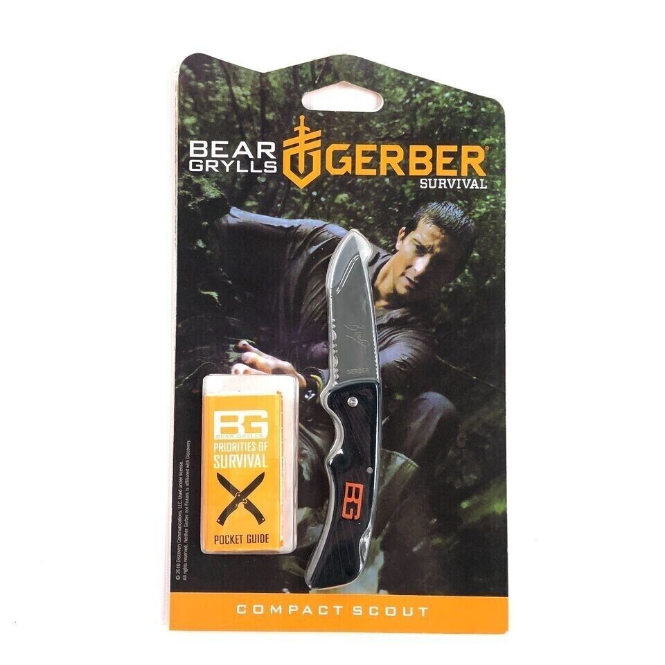 Gerber Bear Grylls Compact Scout Folding Pocket Knife Black Lockback Blade New