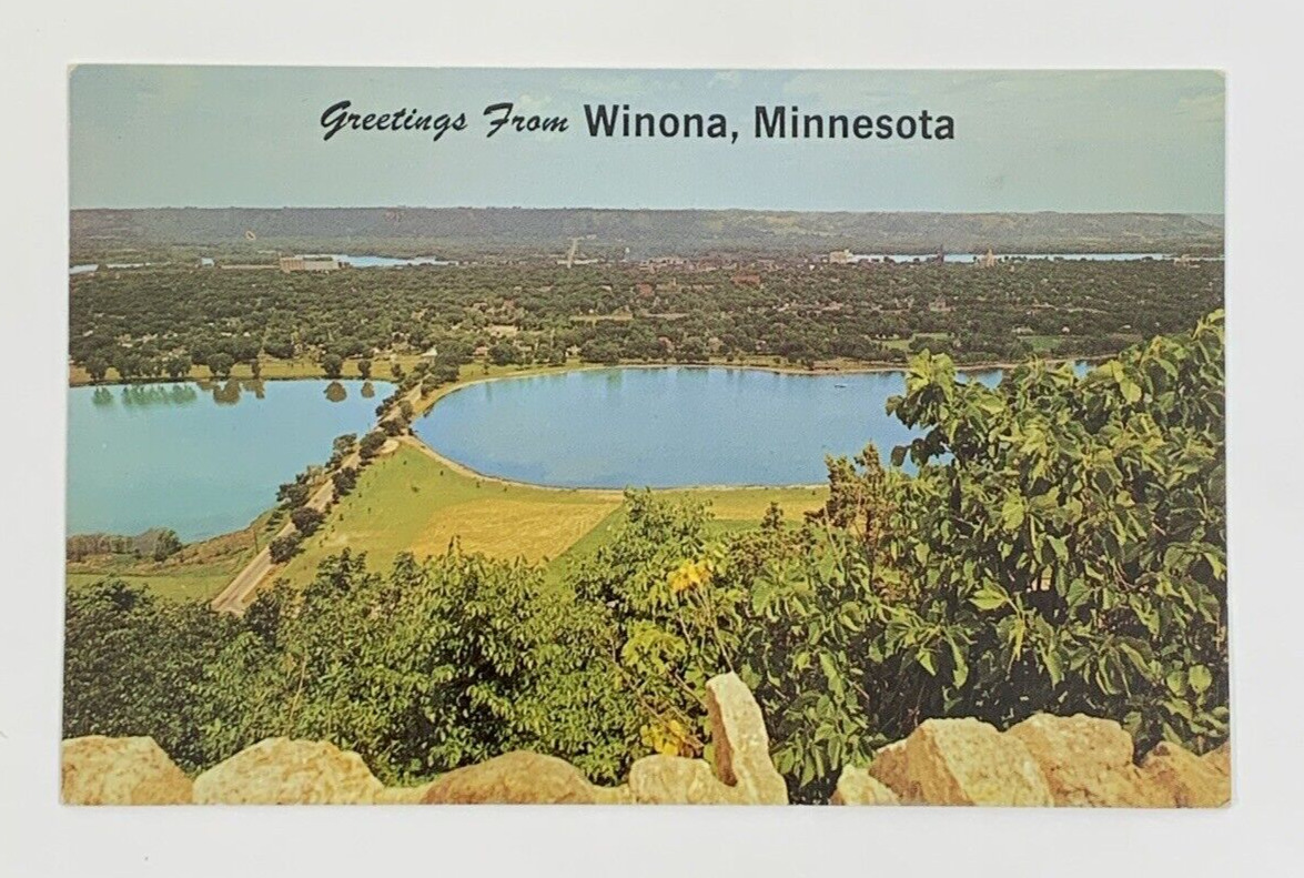 Greetings from Winona Minnesota as seen from Garvin Heights Postcard Unposted