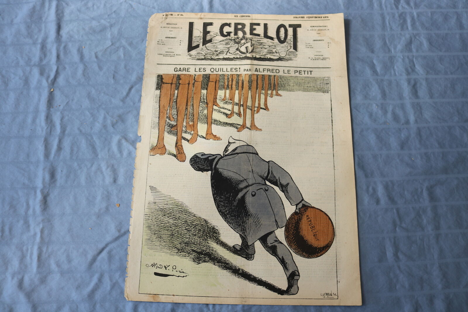 1872 NOVEMBER 17 LE GRELOT NEWSPAPER - GARE LES QUILES - FRENCH - NP 8605