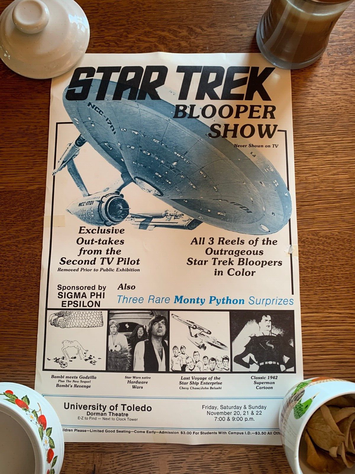 Original Vintage Pre-Owned Star Trek Blooper Show Poster 11 x 17