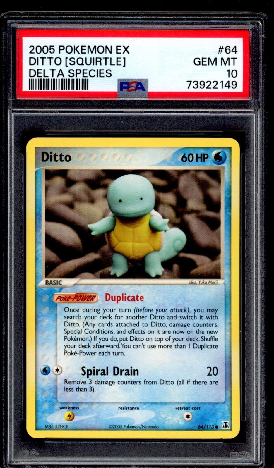 PSA 10 Ditto (Squirtle) 2005 Pokemon Card 64/113 EX Delta Species