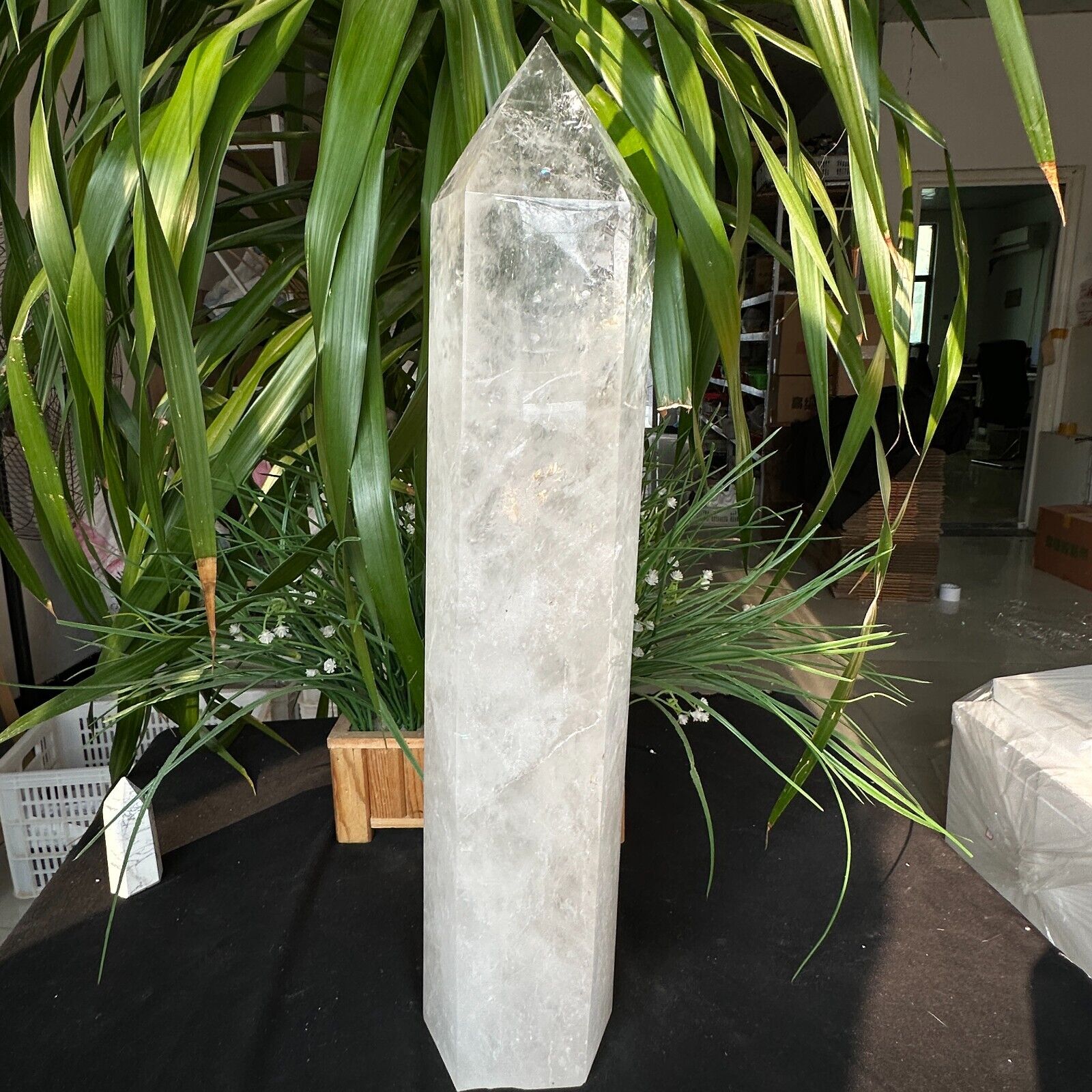 15.18LB Natural White crystal obelisk Crystal energy column Reiki healing6900g