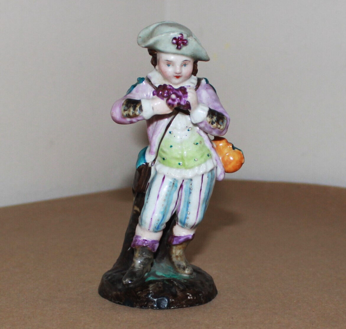 Antique 1805-1816 Minton England Porcelain Figurine Boy with Grapes 4.9\