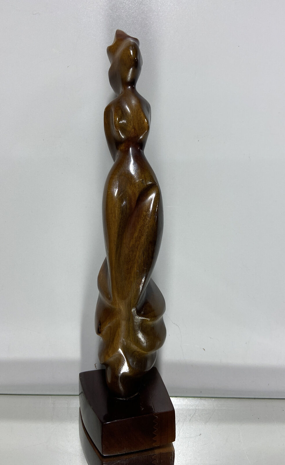 VTG Modernist Sculpture Mid Century Wood Carved figure Art Female abstract 