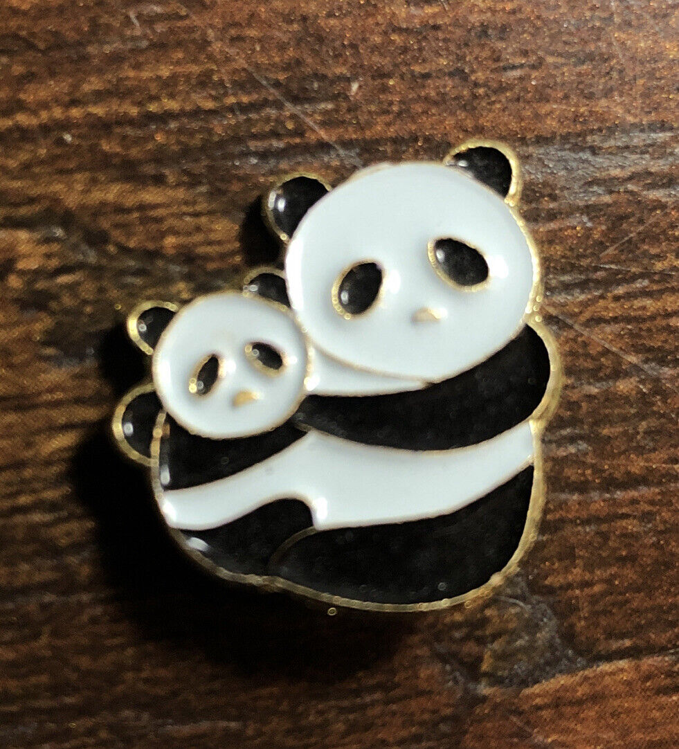 Two Pandas Hugging Collectors Metal Travel Lapel Pin
