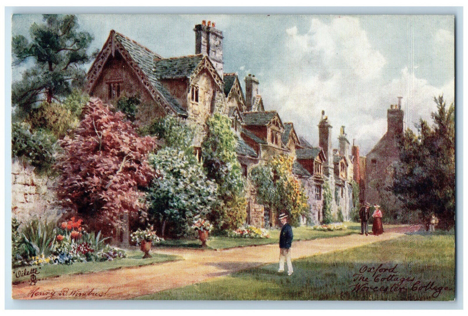 c1910 Worcester College Picturesque Oxford England Oilette Tuck Art Postcard