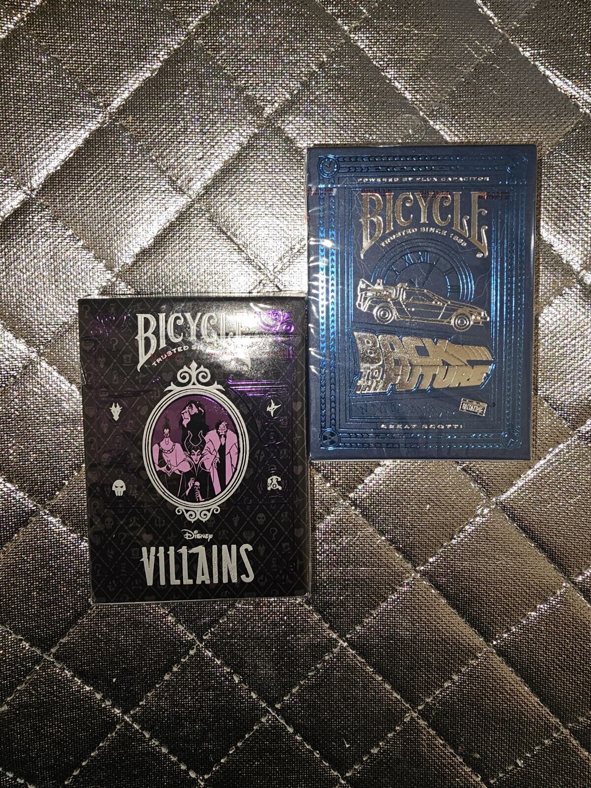(2) Bicycle Purple Disney Villains & Back To The Future Playing Cards 🔥🔥🔥