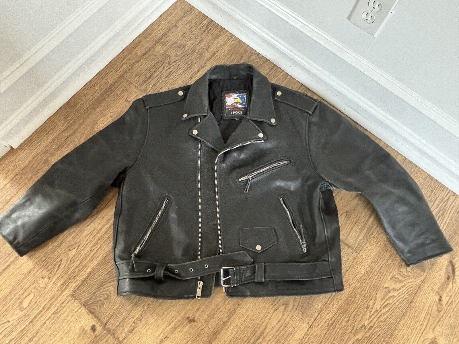 Vintage Men’s Black Leather Harley Davidson Leather Jacket Bikers Choice Size 50