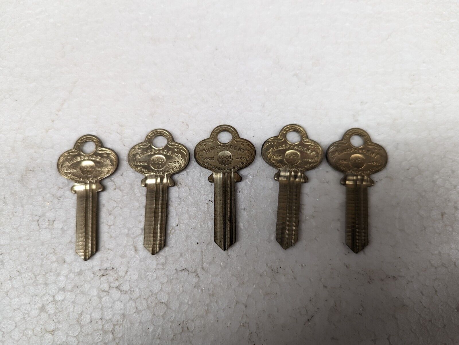 Lot of 5 Vintage Independent Lock Co/ILCO CO-3 Key Blanks, 5-Pin, Uncut USA