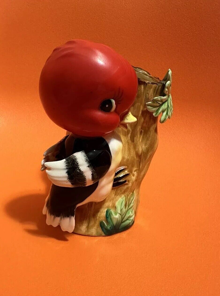 Vintage Inarco Ceramic Woodpecker Vase Planter Extremely Rare And Hard To Find