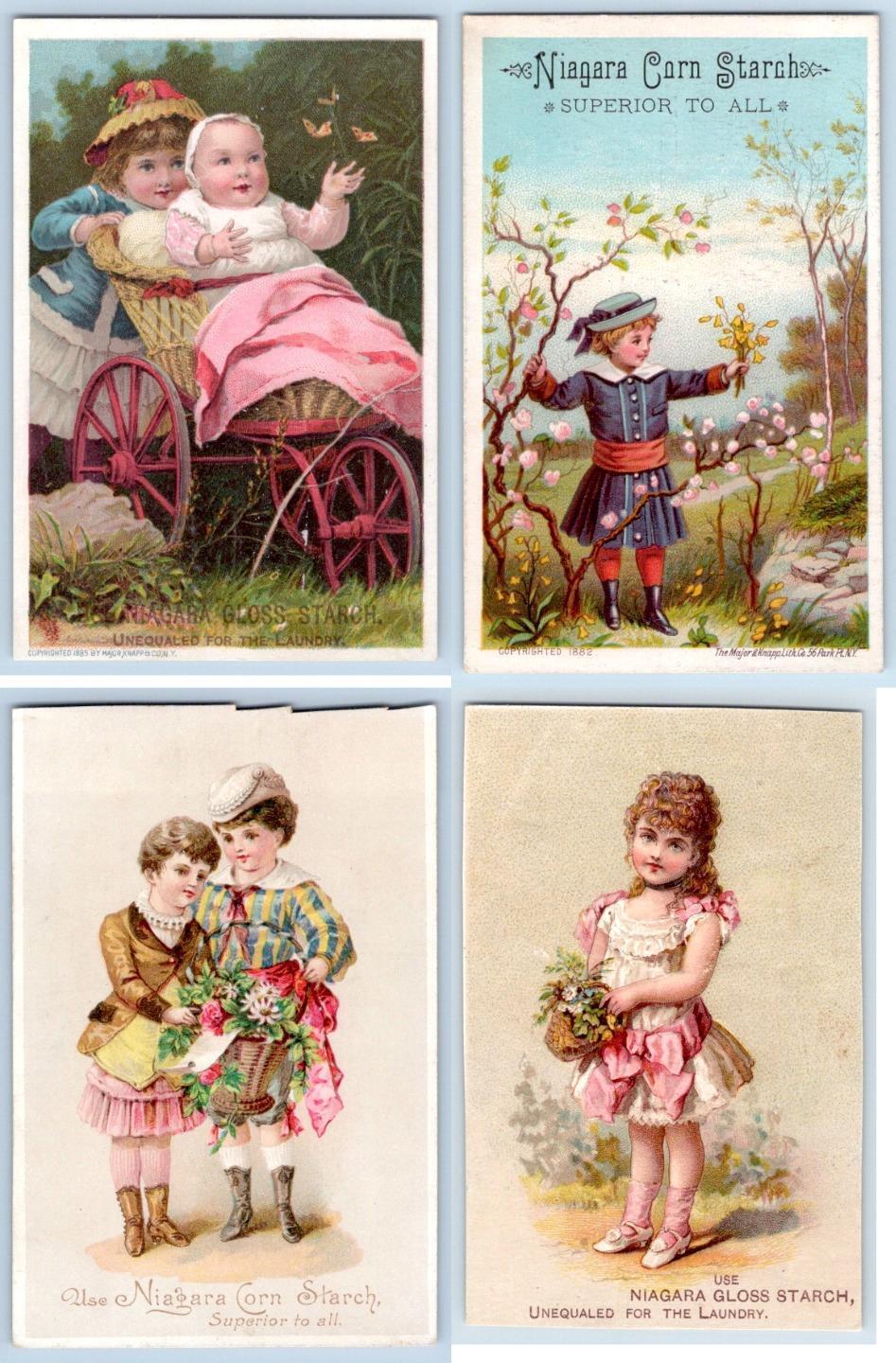 1880's LOT/4 NIAGARA CORN STARCH VICTORIAN TRADE CARDS SIZE CONDITION VARIES #5