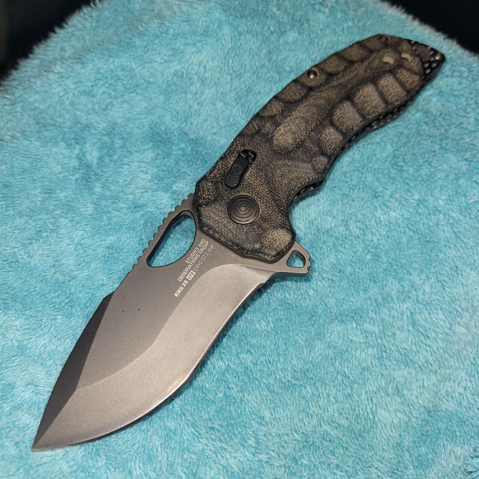 SOG Kiku XR LTE  Knife Gray Micarta Carbon Fiber CTS XHP Blade*WITH MINOR DAMAGE