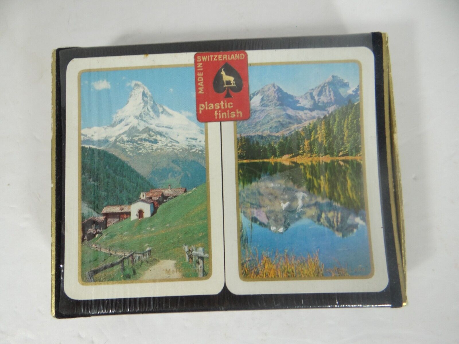 Vintage Finest Swiss Playing Cards Double Deck Matterhorn Engadine Lake New