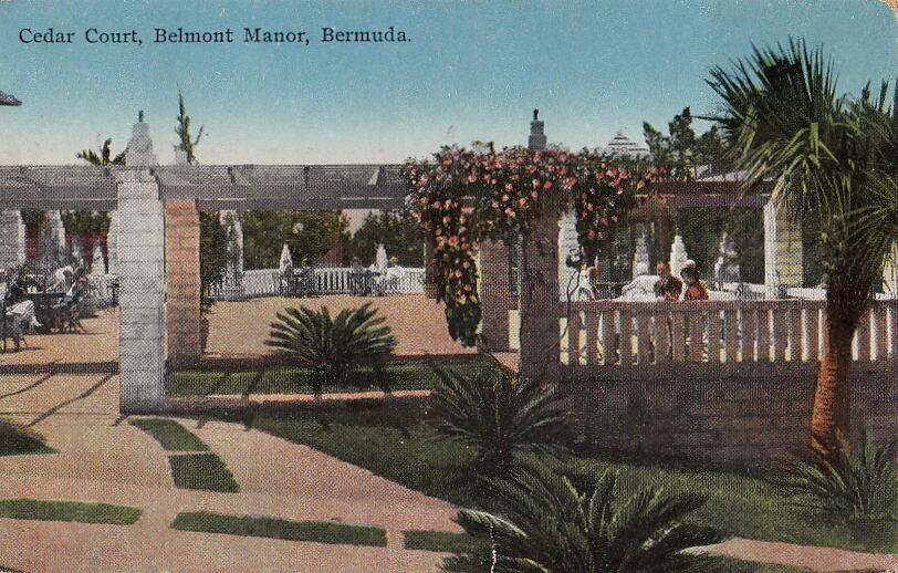 Postcard Cedar Court Belmont Manor Bermuda + Stamp 