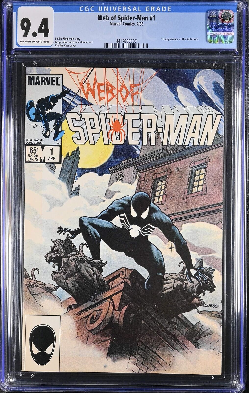 Web of Spider-Man #1 Marvel (1985) 9.4 NM CGC Graded Key Issue Comic Book