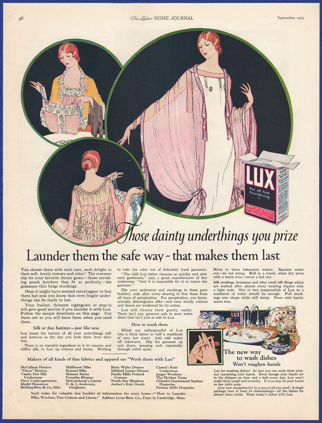 Vintage 1923 LUX Laundry Detergent Soap Bathroom Art Decor 1920\'s Print Ad