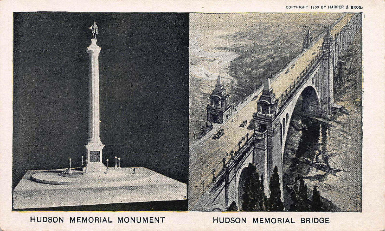 Hudson Memorial Monument and Hudson Memorial Bridge, N.Y.C., 1909 Postcard