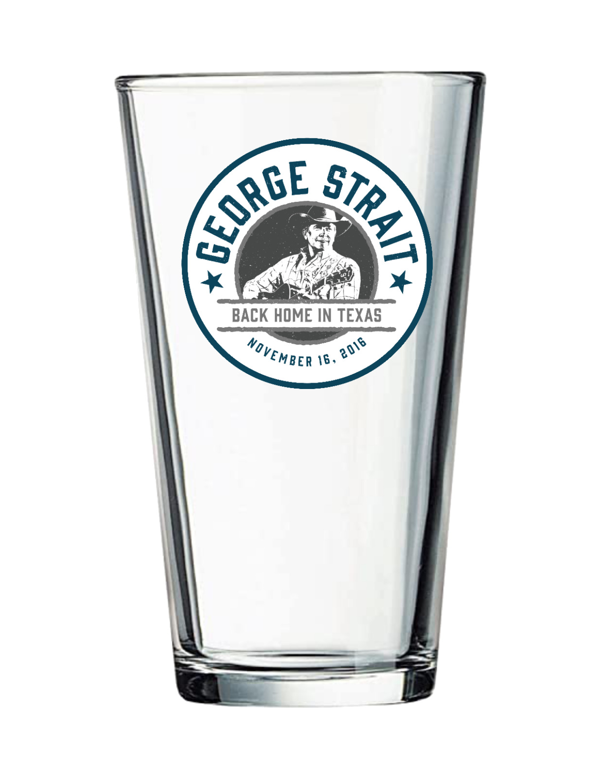 George Strait (Back Home) - Country -  16 oz Pint Pub Beer Glass Seltzer Tea