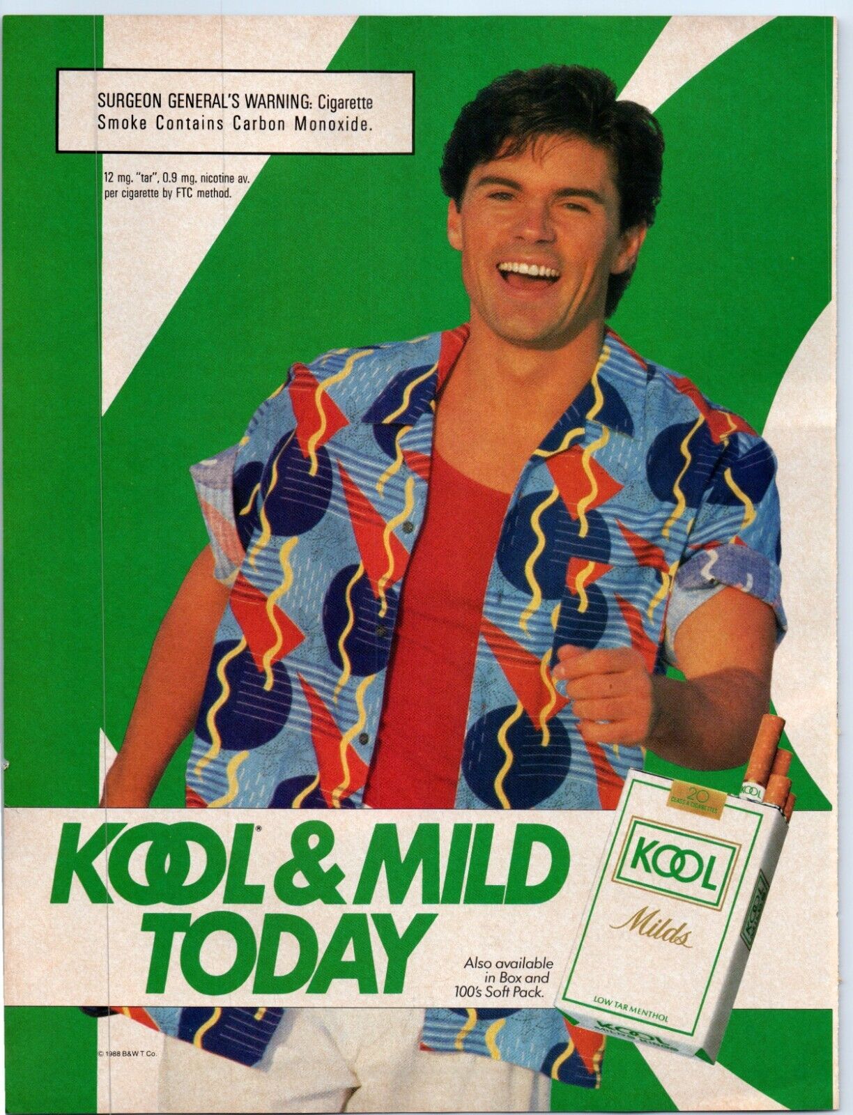 KOOL Cigarettes KOOL & MILD TODAY Young Hunky Man 1984 Print Ad 8\