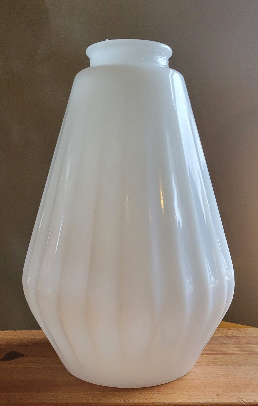 MCM White Milk Glass Shade Ribbed Pendant Shade 8.5\