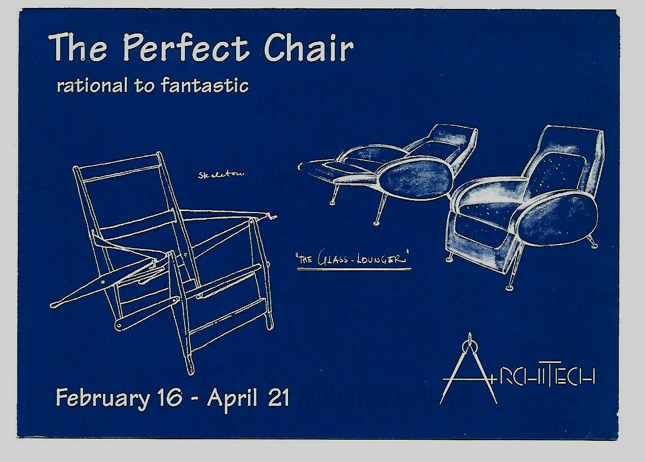 HENRY GLASS ARCHITECT LEGEND~150 YEARS OF CHAIR DESIGNS SHOW & SALE~ADV POSTCARD