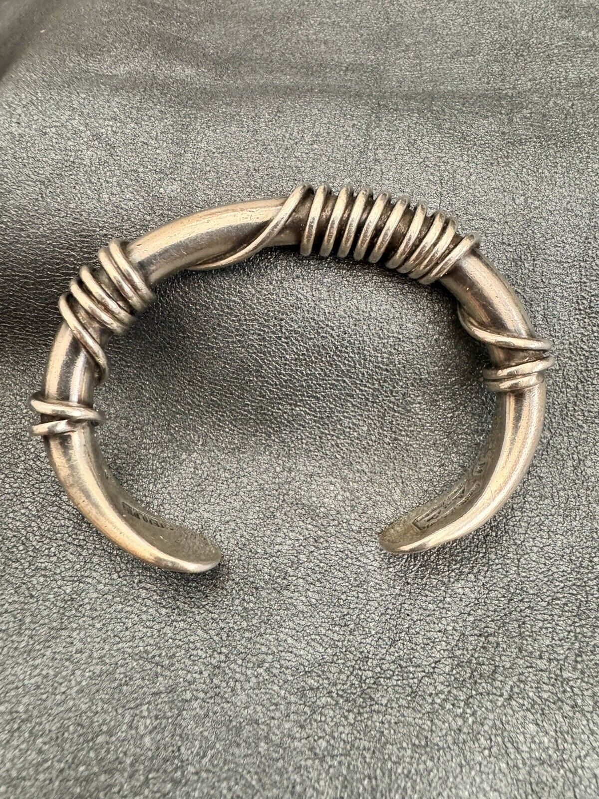 Heavy Orville Tsinnie Sterling Wire Cuff With Sterling Wrap Handmade Navajo