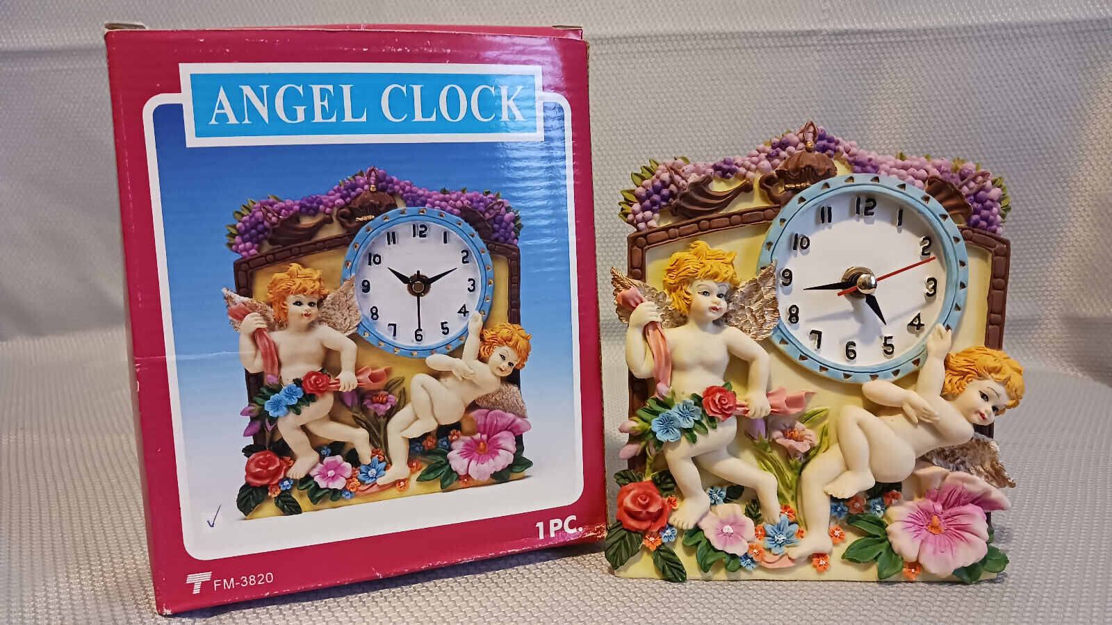 Trippie\'s Inc. Resin Putti Angel Clock 1996 In Original Box 6 1/2\
