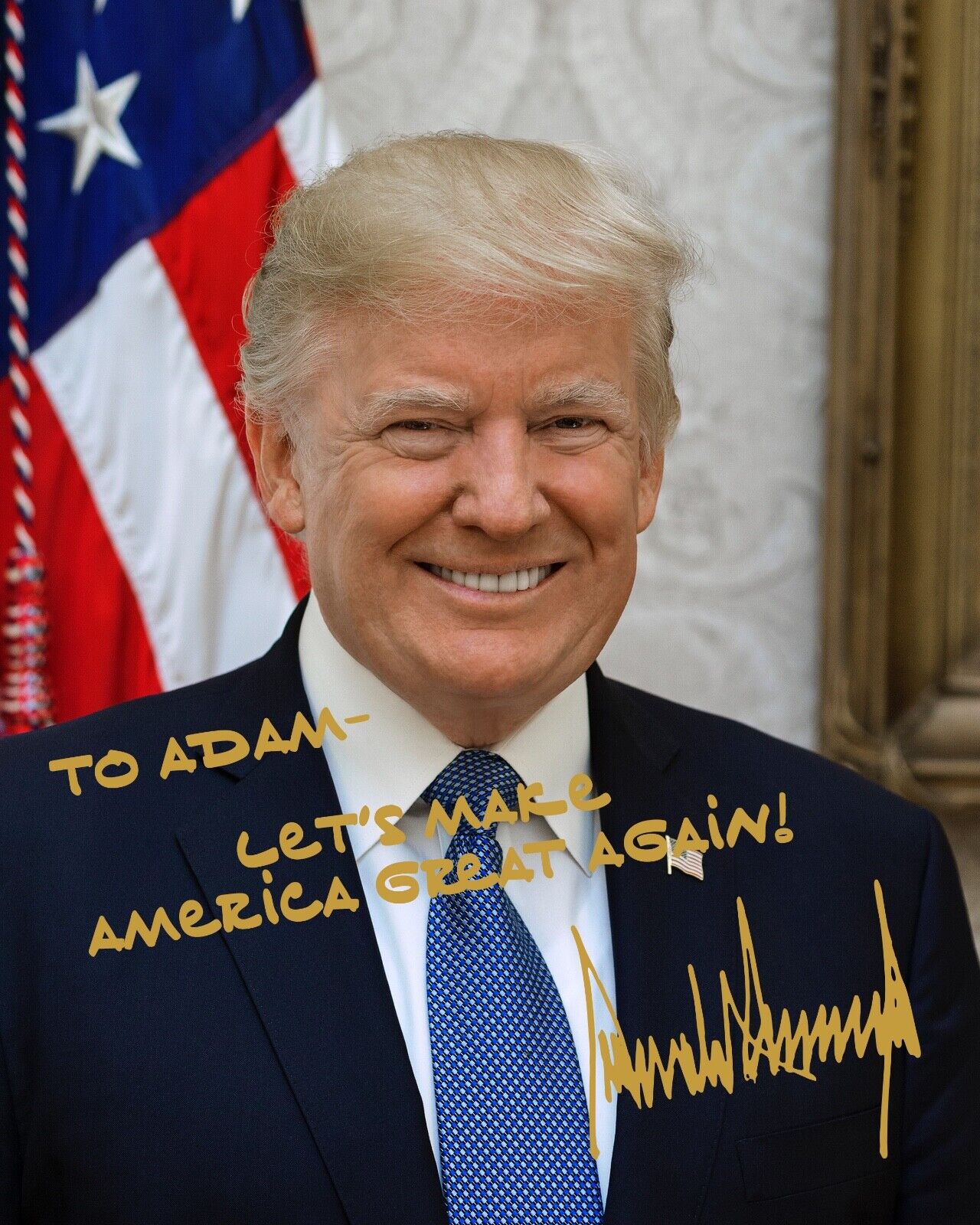Personalized President Donald J. Trump Autographed 8x10 Photo w/ Custom Message