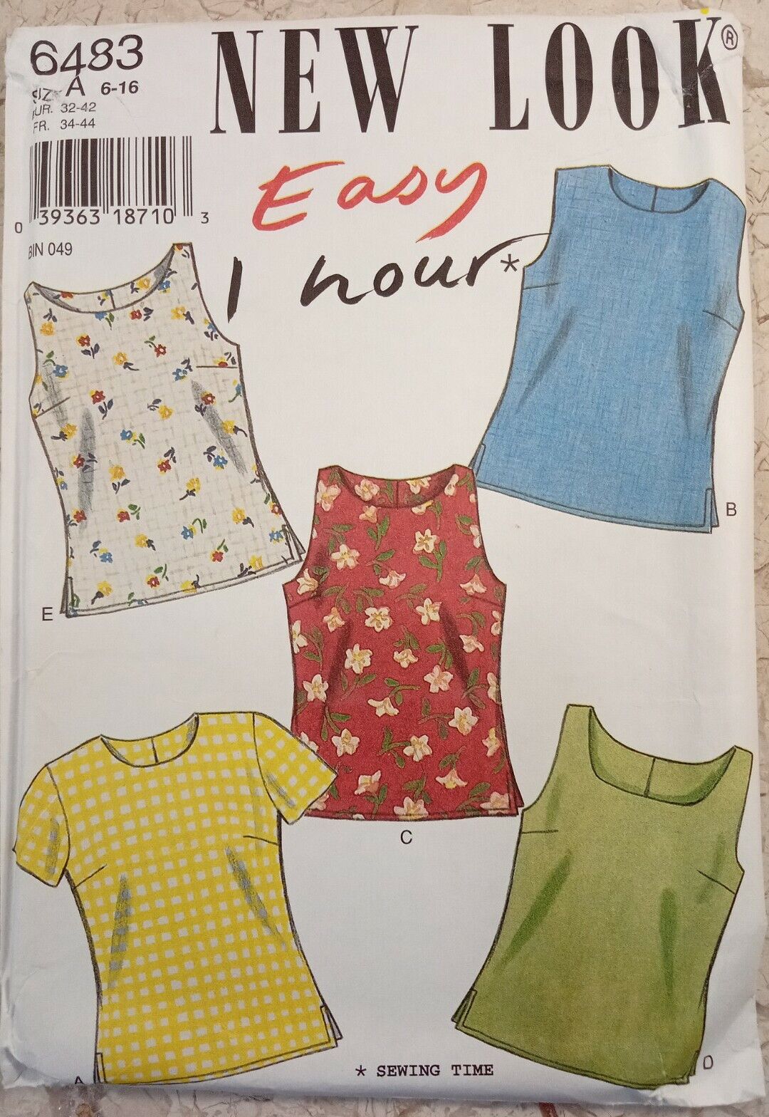 NEW LOOK 6483 Simplicity Pattern Vintage UNCUT Shirt Blouse Shell Slit Sz A 6-16