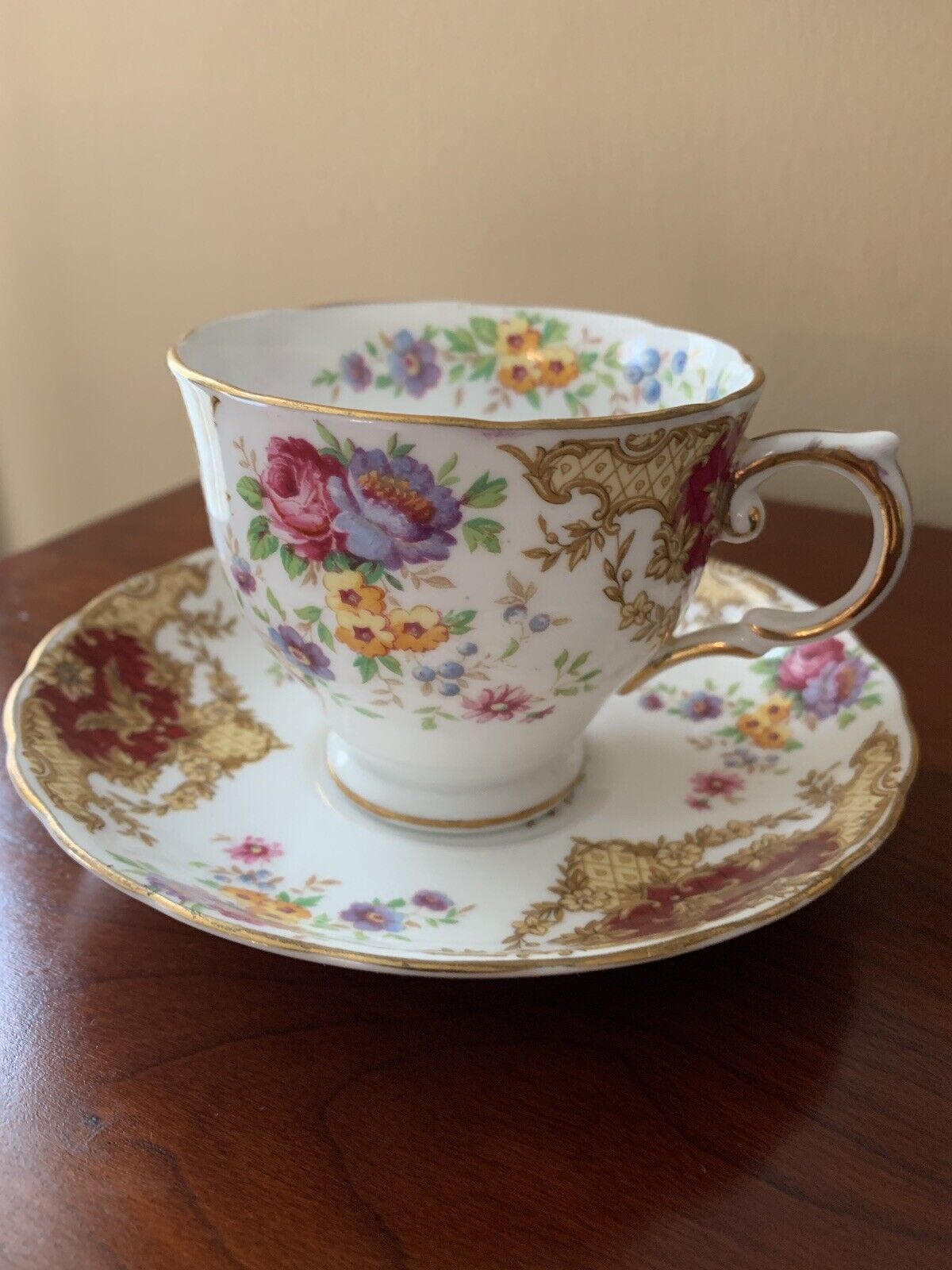 Vintage Tuscan Teacup & Saucer Bone China Provence Pattern