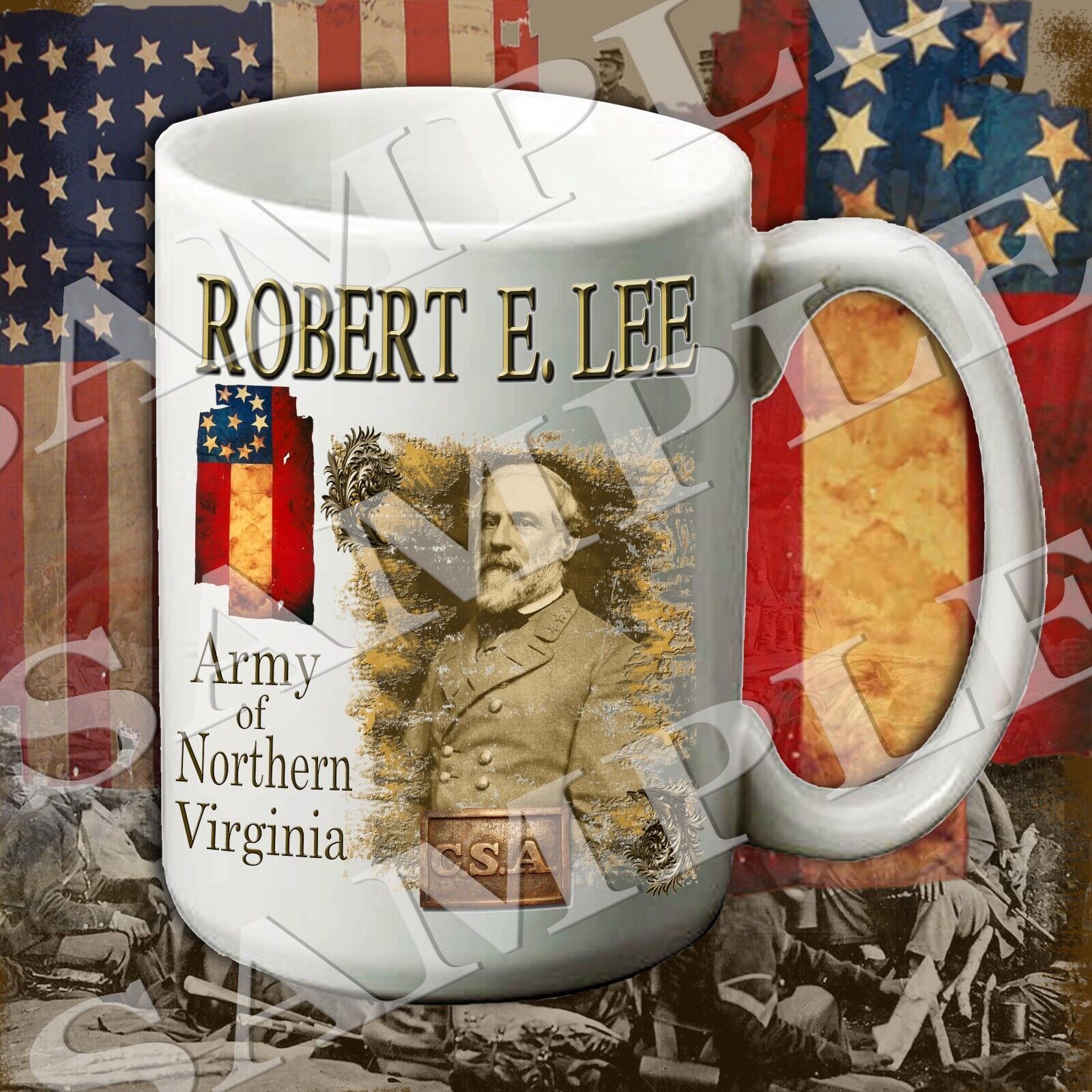 Robert E. Lee Classic Design 15-ounce American Civil War themed coffee mug