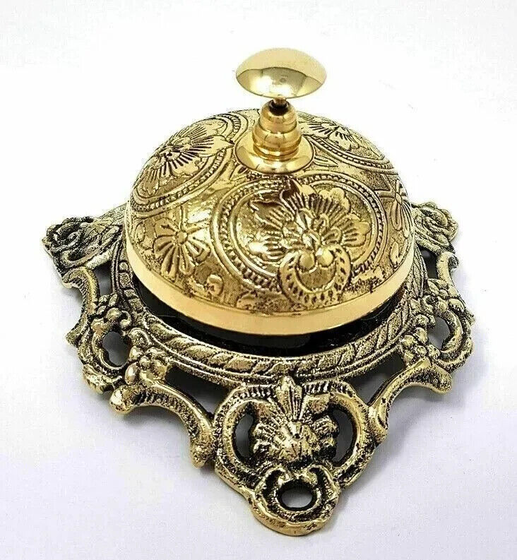 Antique Vintage Brass Ornate Hotel Counter Bell Service Nautical Designer Bell