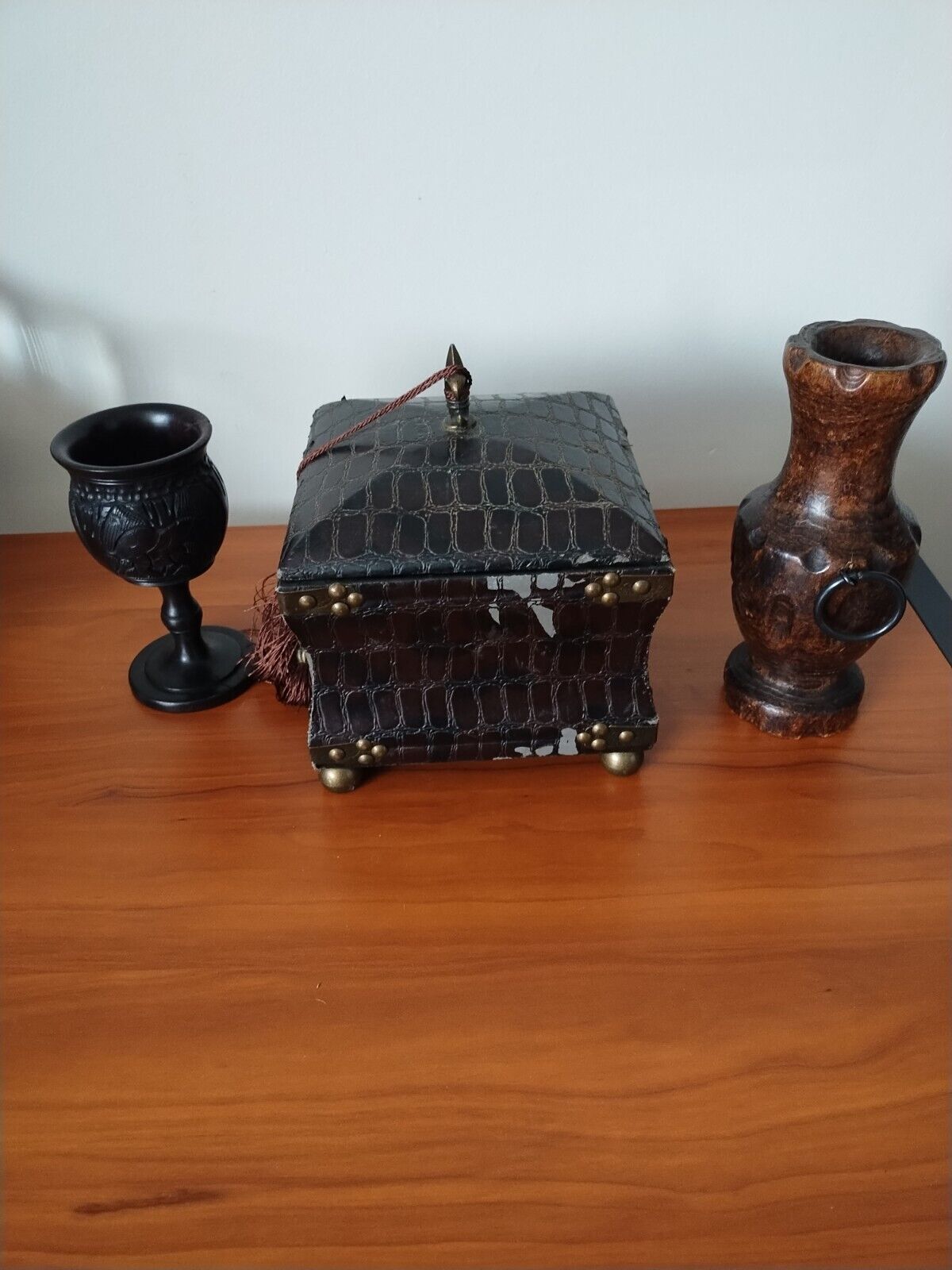 Antique Vintage  Black Magic Occult  8 Items In Box+ Candle  Holder And Wood Cub