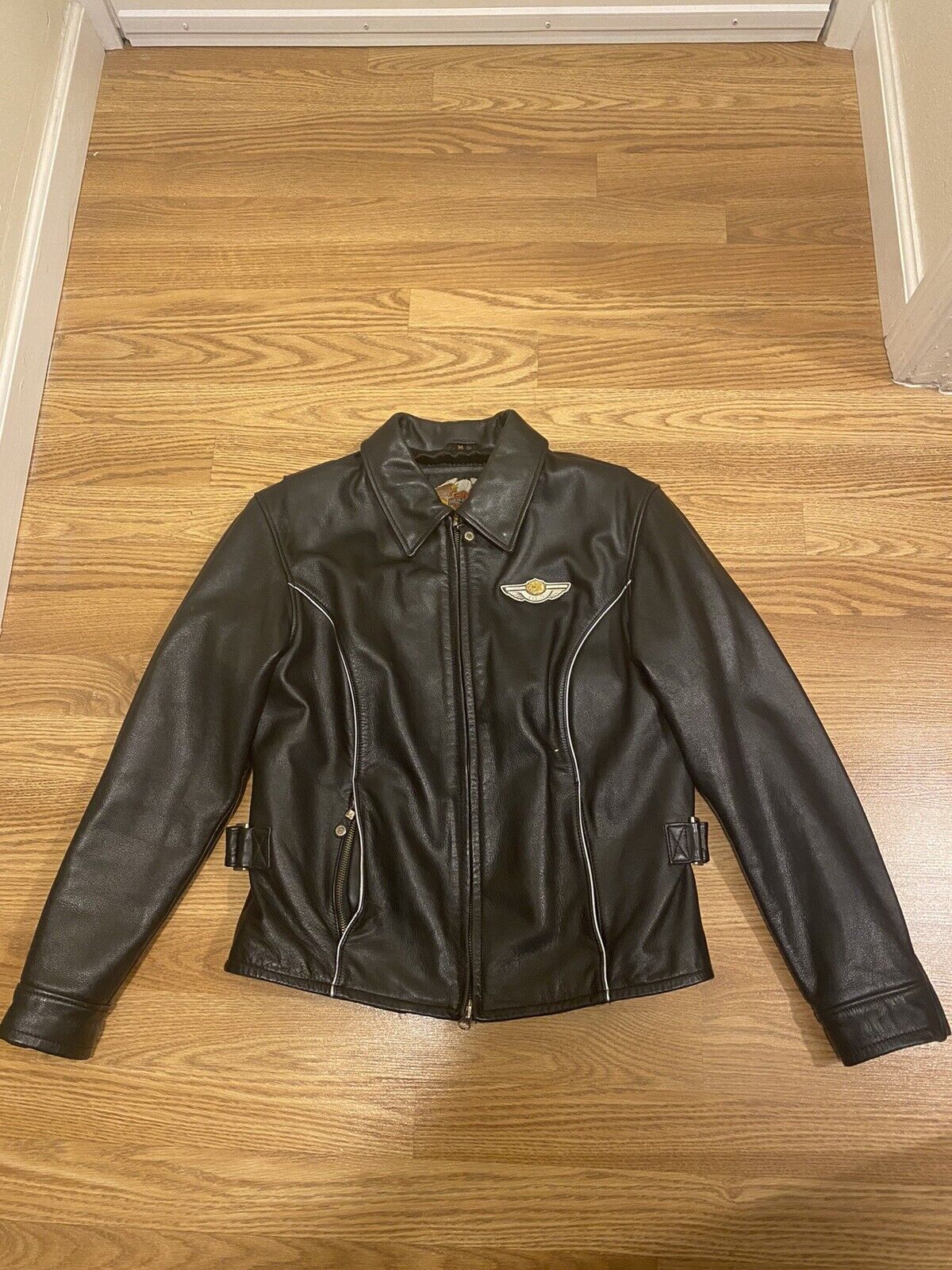 Harley Davidson Womens 100 Anniversary Black Leather Jacket Medium
