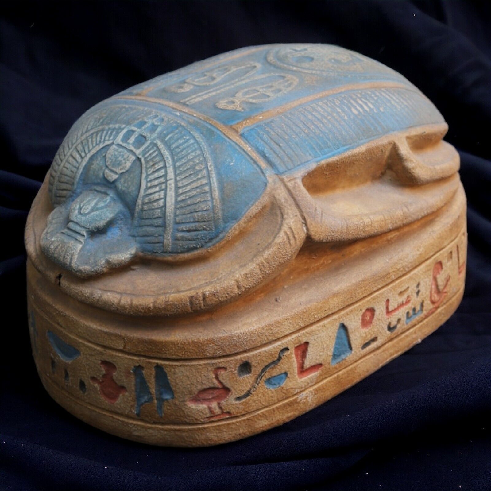 Authentic Large Egyptian Scarab Statue | Hand-Crafted Antique Stone Sculpture