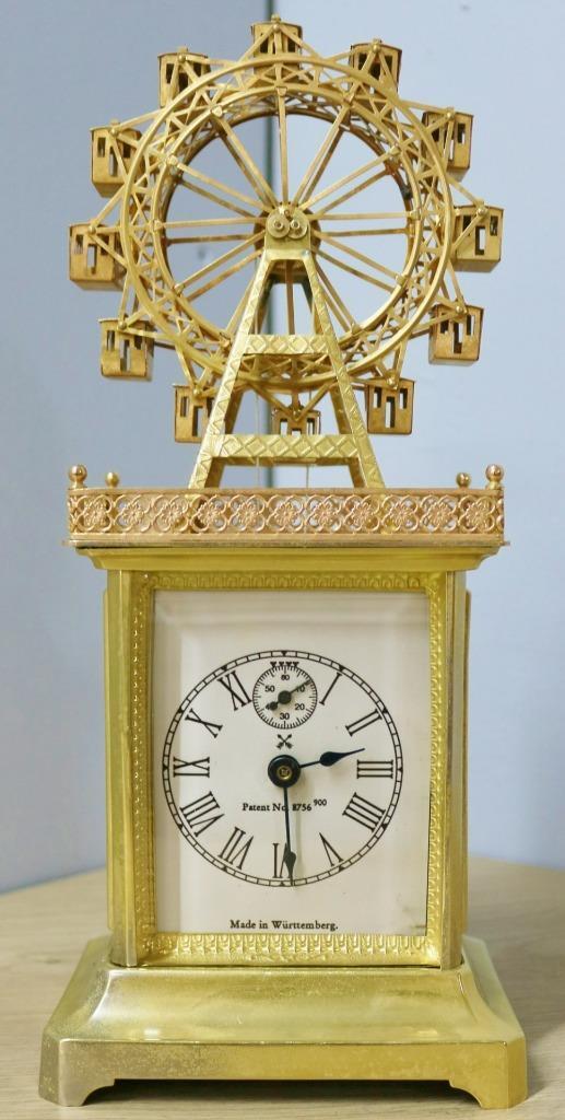 Antique German HAC 2 Day Brass Automation Ferris Wheel Timepiece Mantle Clock