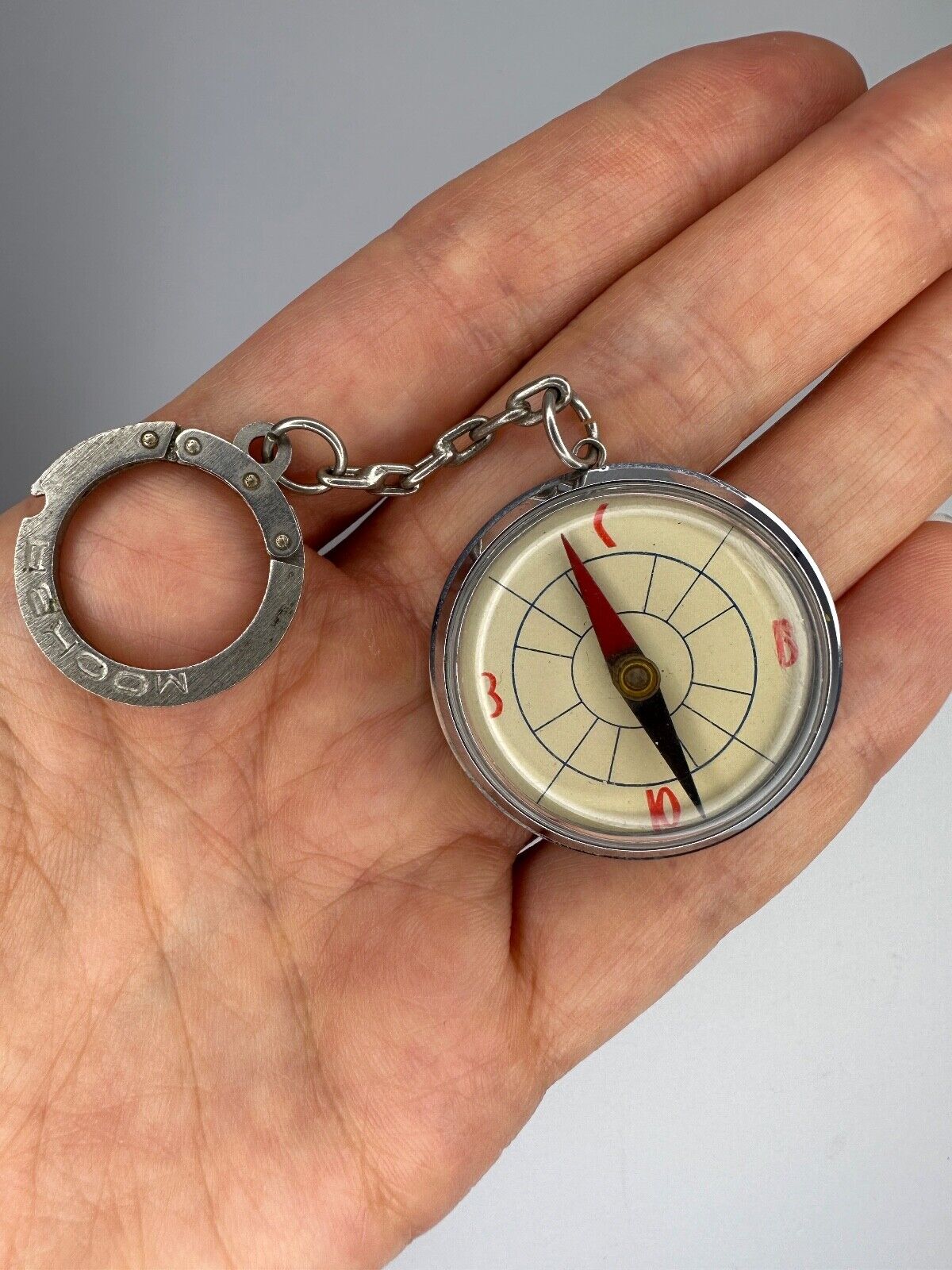 Rare Vintage Soviet Keychain Compass \