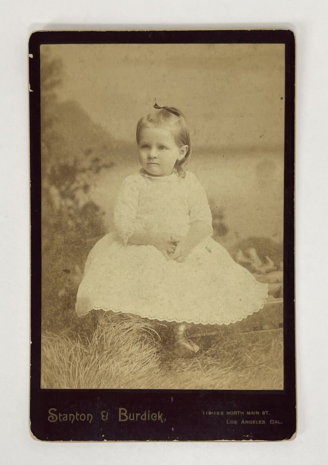 Victorian Cabinet Card Photo Young Girl Child Los Angeles, CA Identified Antique