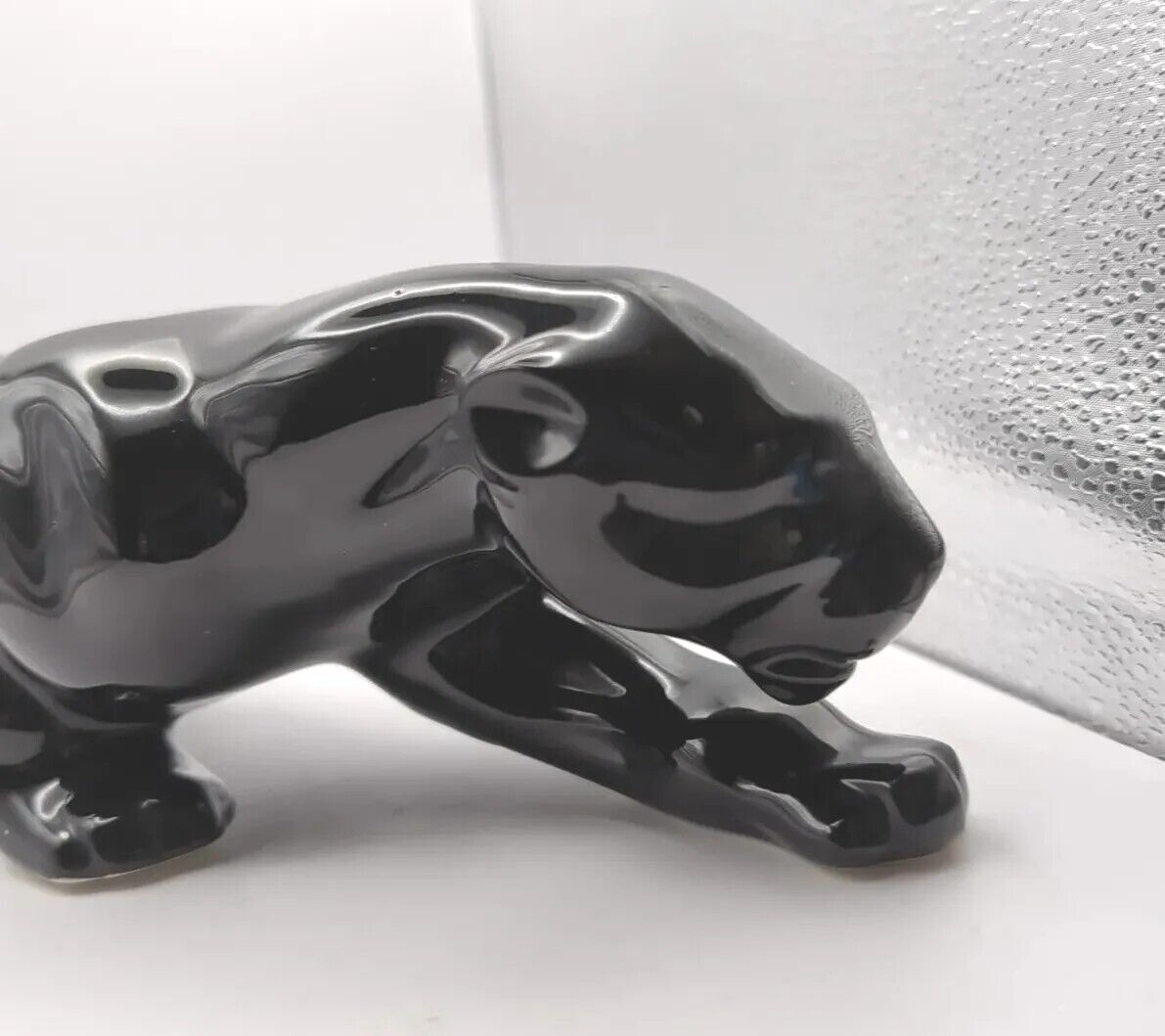 MCM 15” Black Stalking Panther Ceramic Planter Jaguar Gleaming 