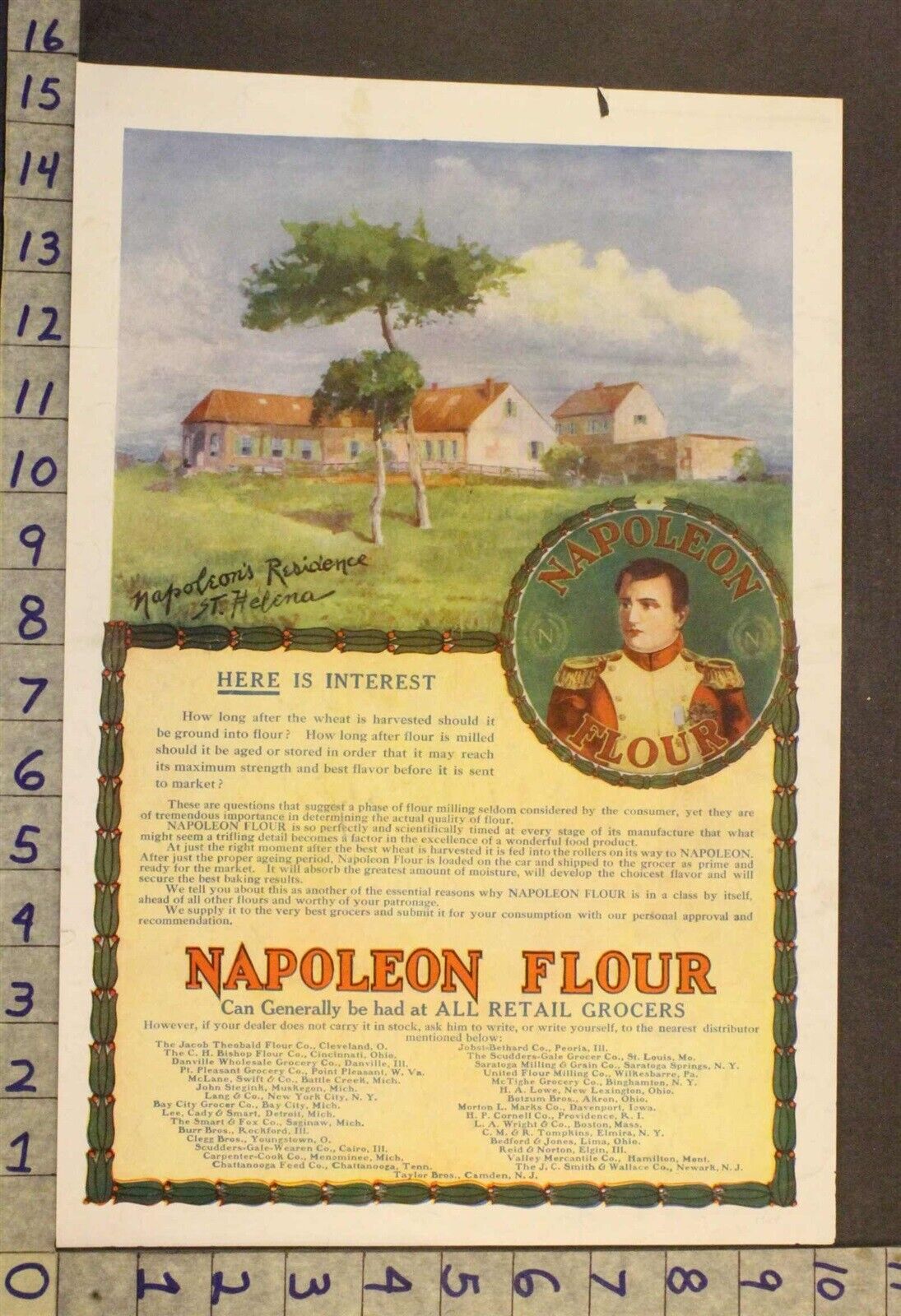 1909 NAPOLEON FLOUR COOK FRENCH MILITARY ST HELENA FOOD KITCHEN DECOR ART ADXP84