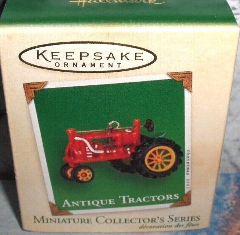 Antique Tractors`2002`Miniature-Around House & Down To Barn,Hallmark Ornament