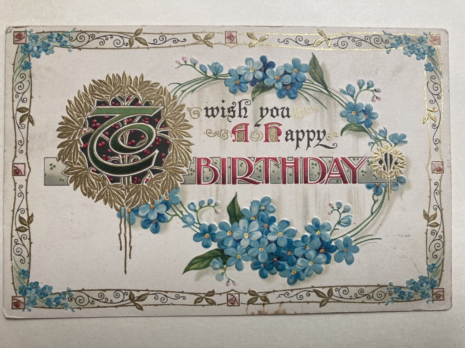 Gorgeous 1917 Birthday Postcard 
