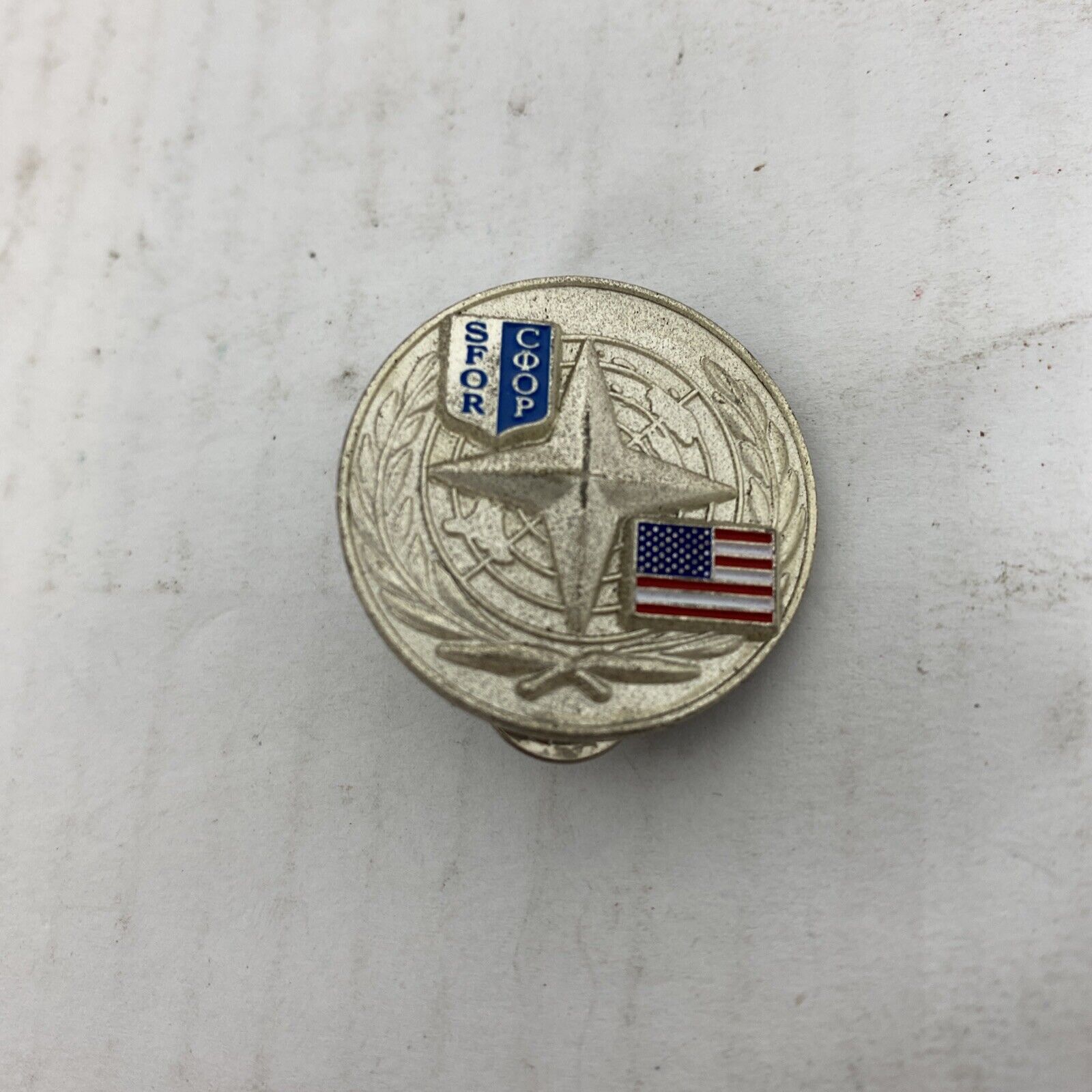 Rare Vintage NATO SFOR COOP Bosinia Stablizing Force with USA Flag