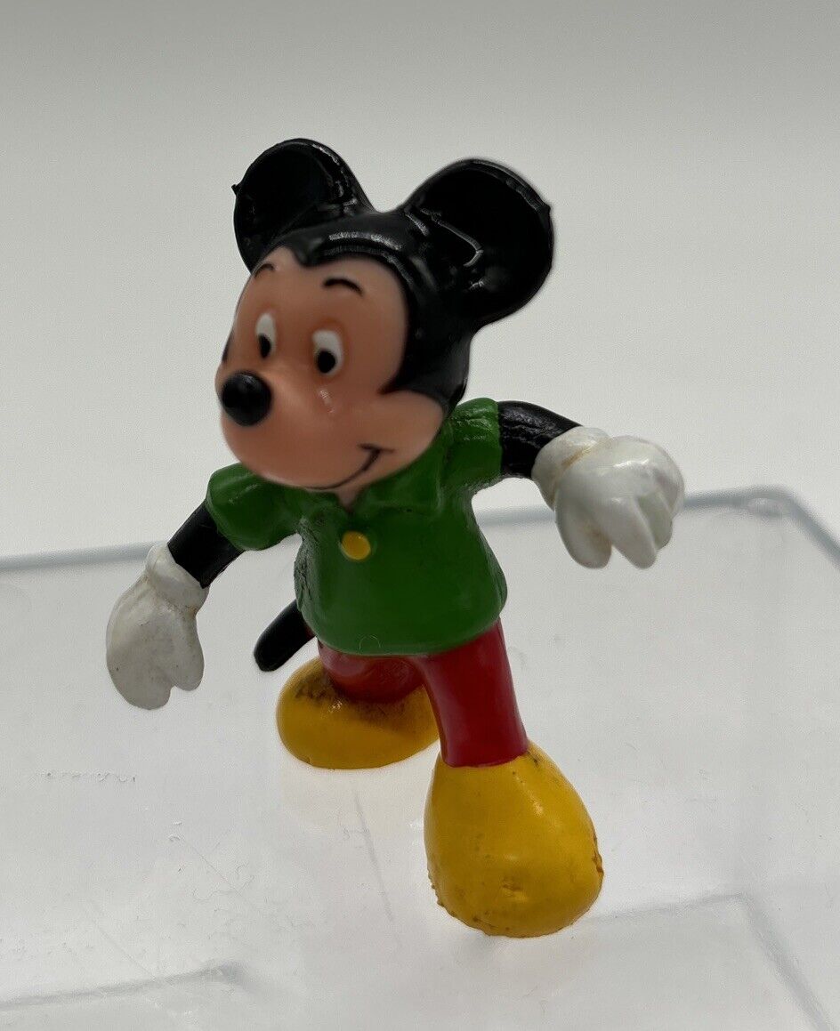 Vintage Walt Disney Production 2 - Mickey Mouse - Rubber 2 Inch Figure Perfect