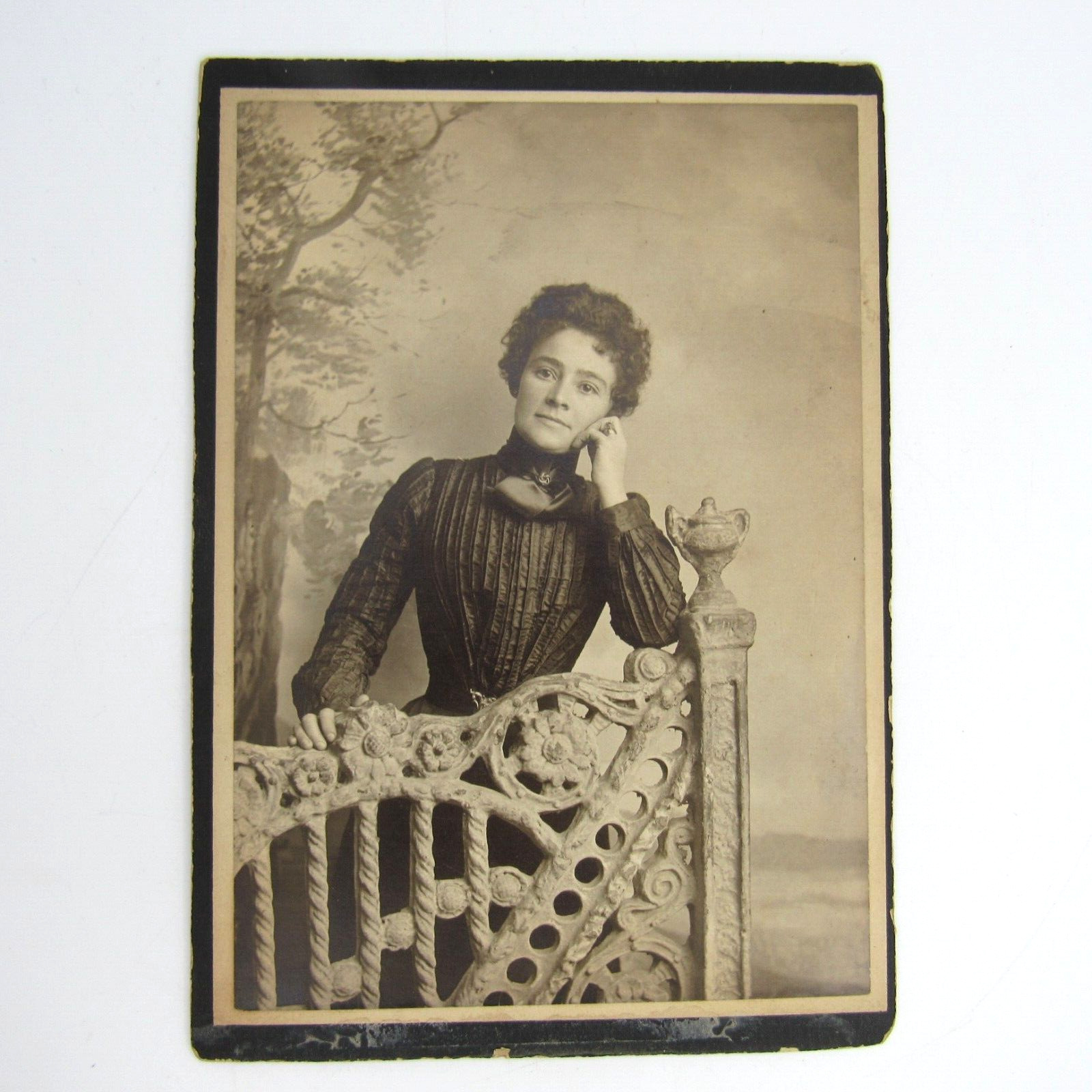 Vintage Cabinet Card Photo Portrait Smiling Lady Victorian Fashionable Pose Rpcc