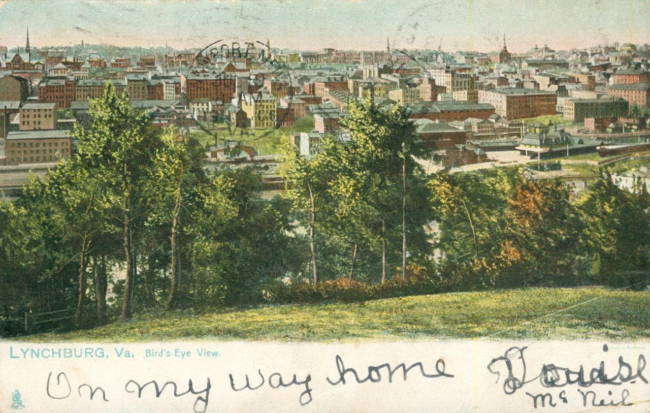 Vintage 1906 postcard Lynchburg, VA Bird\'s Eye View