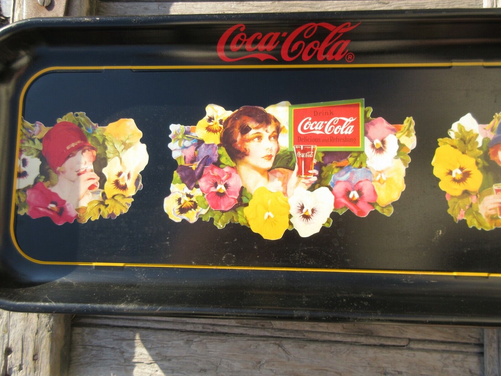  Vintage Coca Cola large Pansey Flappers 1930s tray  Sign Advertisement  1987