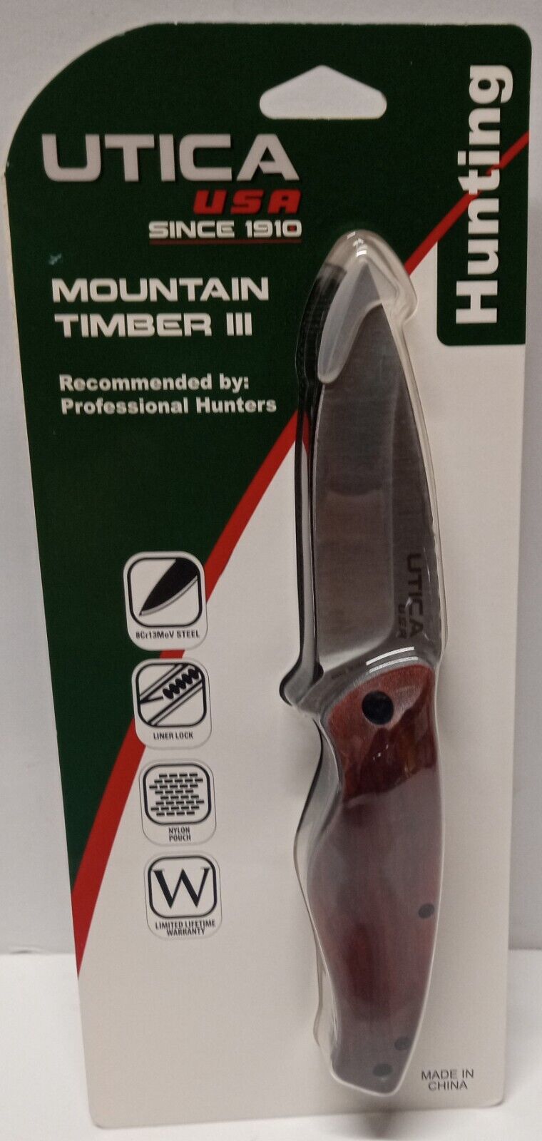 Utica Mountain Timber III Liner Lock Folding Hunting Knife 91-RT1011CP