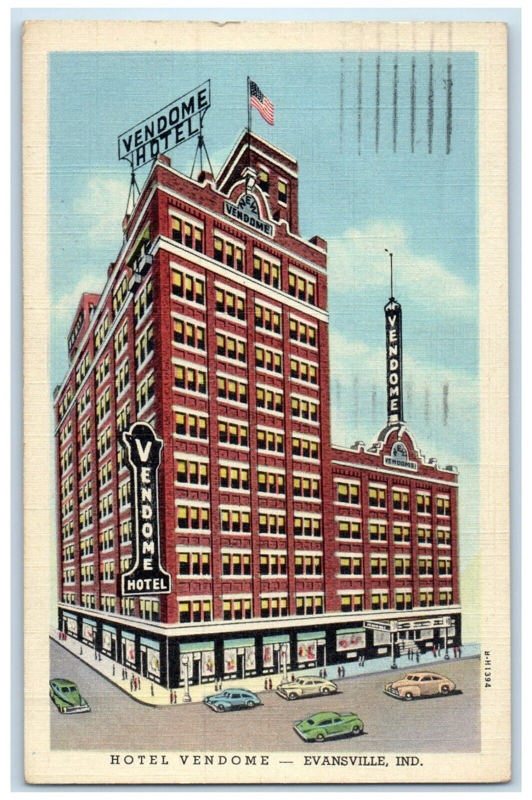 1948 Hotel Vendome Exterior Building Evansville Indiana Vintage Antique Postcard