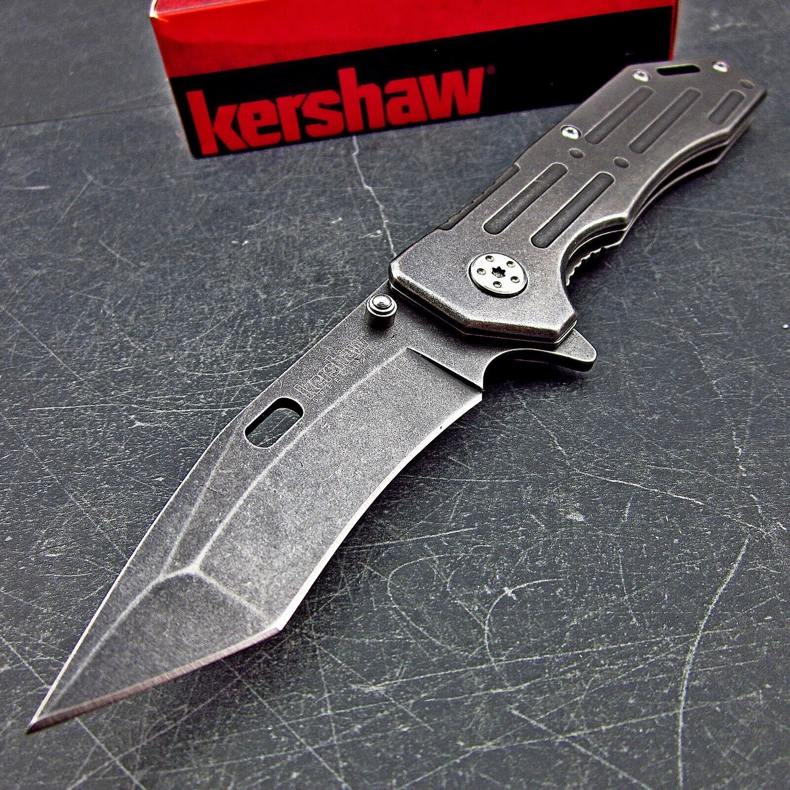 Kershaw Lifter Assisted Opening Blackwash Tanto Blade EDC Folding Pocket Knife